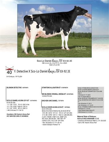 5 EMBRYOS - 2311 ACURA X  Detective